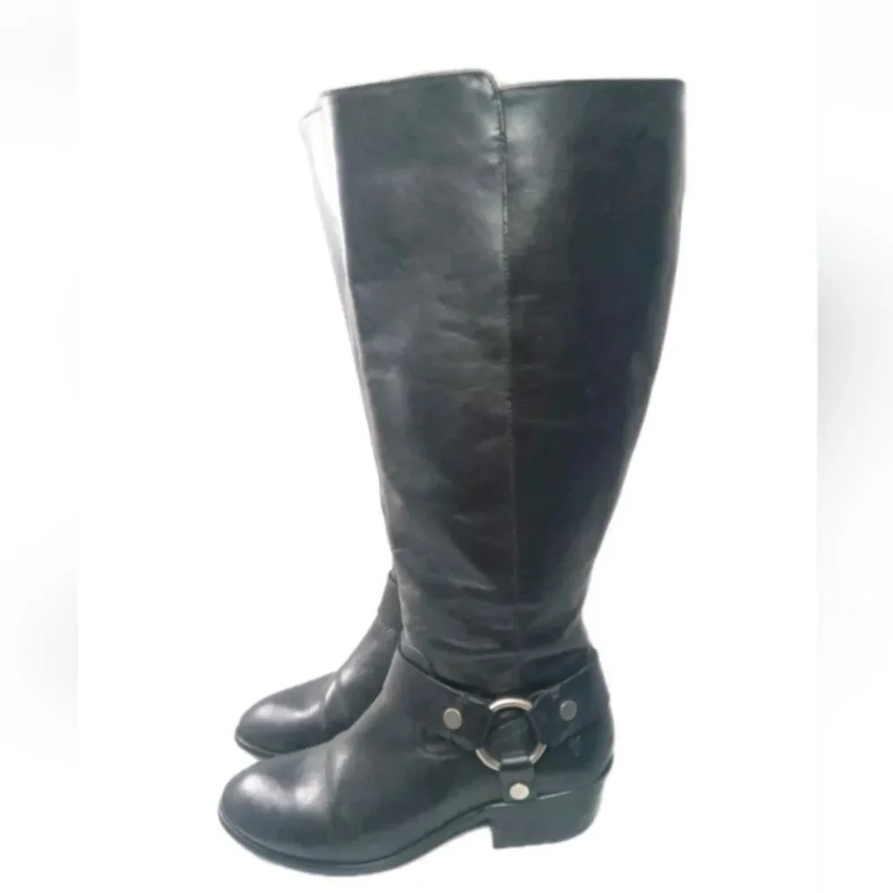 Frye Women's Carson Harness Tall Western Boots Size 9 M Black Leather 3470838